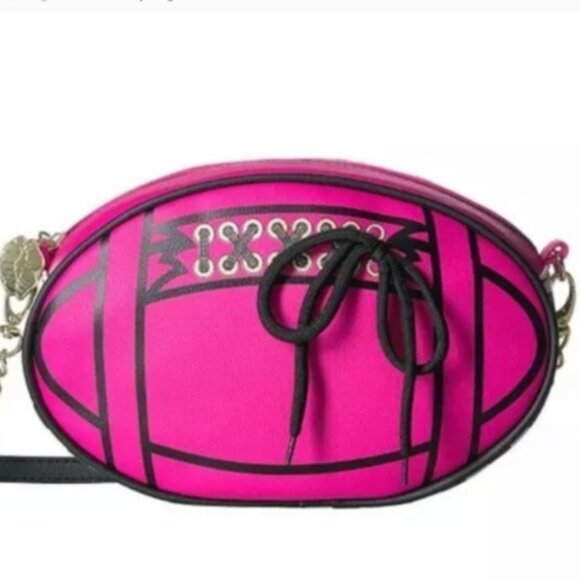 Betsey Johnson Fuchsia Football Crossbody - Picture 1 of 9